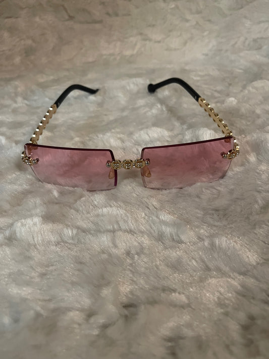 Pink Bling Gold Frame Glasses
