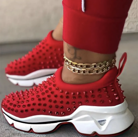 Red Studded Sneakers